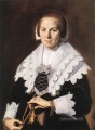 Porträt einer Frau die ein Fan Niederlande Goldene Zeitalter Frans Hals
